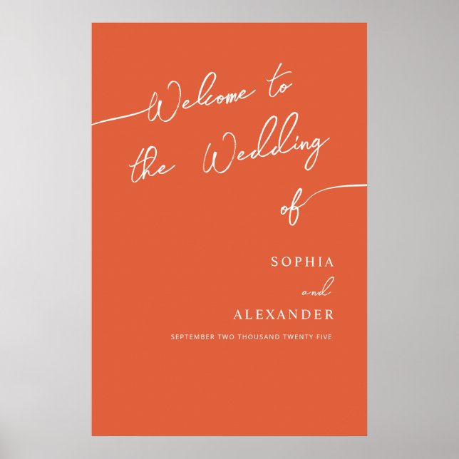 Boho Chic Wedding Poster Sign Willkommen. (Vorne)