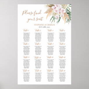 Boho chic Wedding Seating Chart Poster