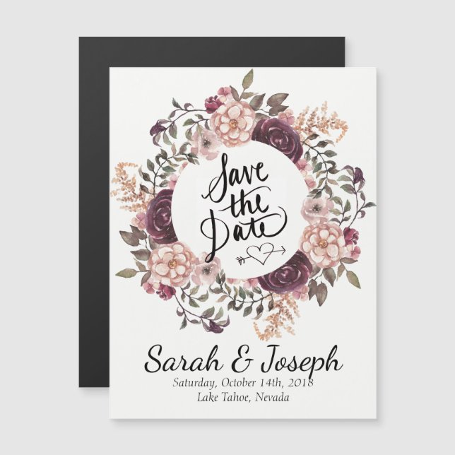 Boho Chic Wedding speichert das Date Magnet (Vorne/Hinten)