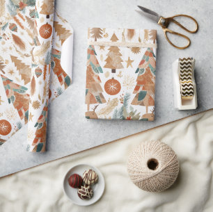 Boho-Chic-Weihnachts-Kollage Geschenkpapier