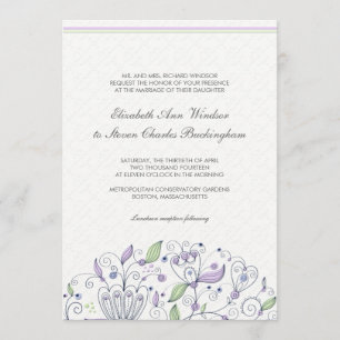 BOHO Chic Whimsical Garden Hochzeit Lila Einladung