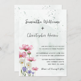 Boho Chic Wild Blume Watercolor Wedding Einladung