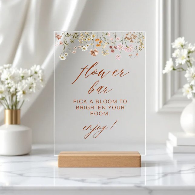 Boho Chic Wildblume Baby Dusche Blume Bar Acrylschild (Von Creator hochgeladen)