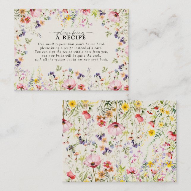 Boho Chic Wildblume Bitte bringen Sie ein Rezept m Begleitkarte (Vorne/Hinten)