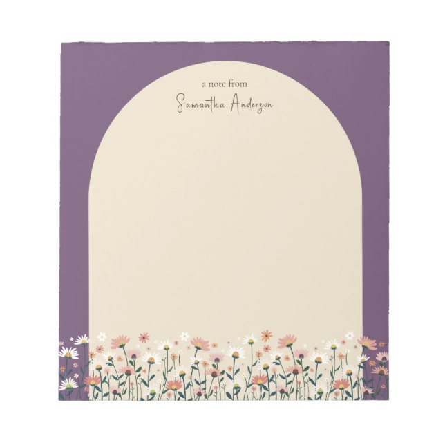 Boho Chic Wildblume Border Arch Notizblock (Vorderseite)