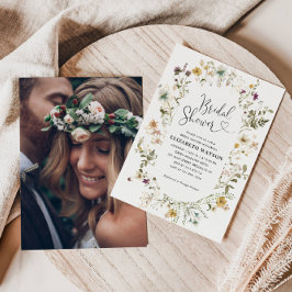 Boho Chic Wildblume Floral Foto Brautparty Einladung