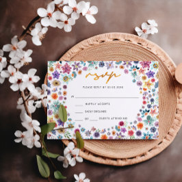 Boho Chic Wildblume Garden Hochzeit RSVP Karte