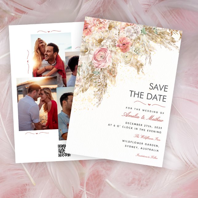 Boho Chic Wildblume Rustikal Floral Save the Date Einladung (Von Creator hochgeladen)