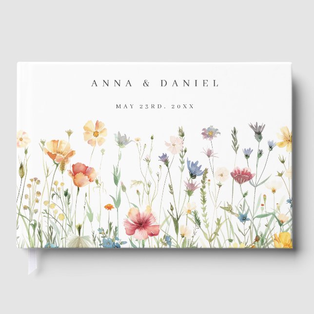 Boho Chic Wildblume Wedding Gästebuch (Vorderseite)
