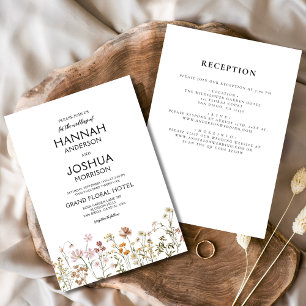 Boho Chic Wildblumen Bunte All-in-One-Hochzeit Einladung