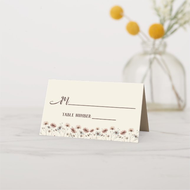 Boho Chic Wildblumen Elegant Wedding Write-In Platzkarte (Vorderseite)