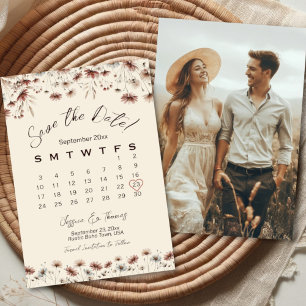 Boho Chic Wildblumen Hochzeiten Kalender & Foto Save The Date