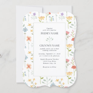 Boho Chic Wildblumen Moderne Blumenhochzeit Einladung