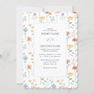 Boho Chic Wildblumen Moderne Blumenhochzeit Einladung