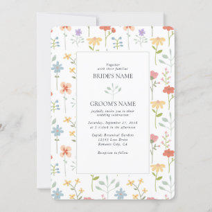 Boho Chic Wildblumen Moderne Blumenhochzeit Einladung