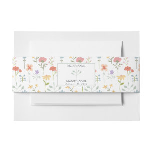 Boho Chic Wildblumen Moderne Blumenhochzeit Einladungsbanderole
