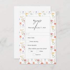 Boho Chic Wildblumen Moderne Blumenhochzeit RSVP Karte