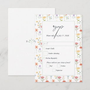 Boho Chic Wildblumen Moderne Florale Hochzeit RSVP Karte