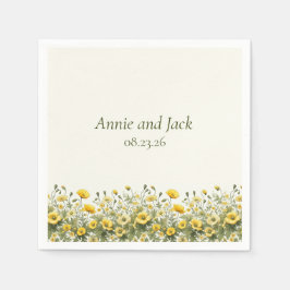 Boho Chic Wildblumen Yellow Olive Eleganter Garten Serviette