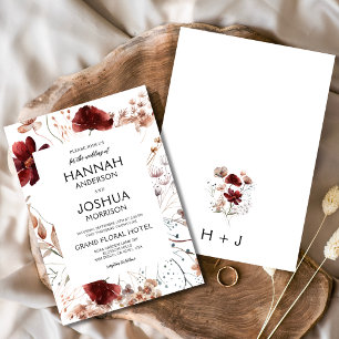 Boho-Chic-Wildflower-Herbsthochzeit Einladung