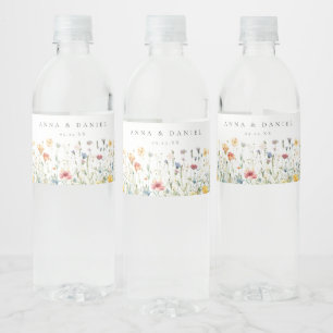 Boho-Chic-Wildflower-Hochzeit Wasserflaschenetikett