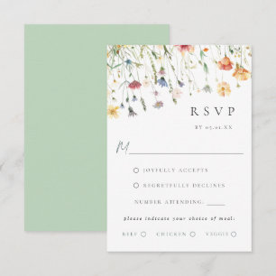 Boho-Chic-Wildflower-Hochzeits-Essen-Wahl-RSVP-Kar RSVP Karte