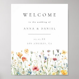 Boho-Chic-Wildflower-Hochzeitsbegrüßung Poster