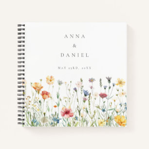 Boho-Chic-Wildflower-Hochzeitsgästebuch Notizbuch