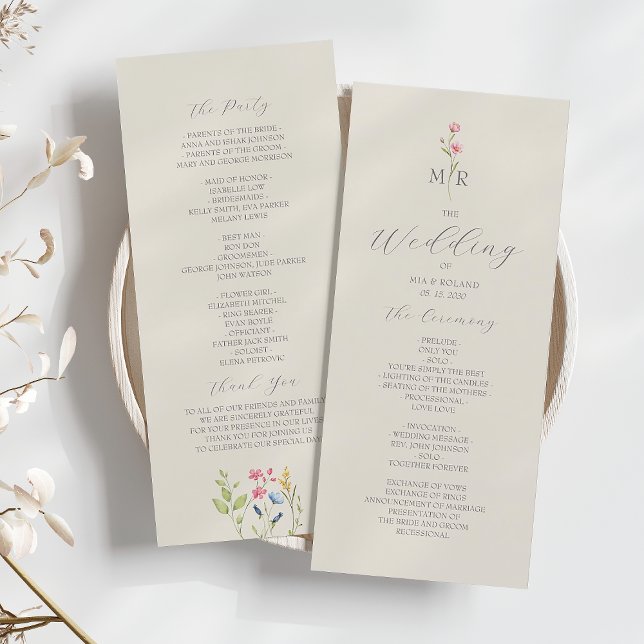 Boho-Chic-Wildflower-Hochzeitsprogramm Programm (Von Creator hochgeladen)