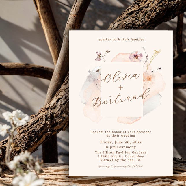 Boho-Chic-Wildflower-Minimalist-Gartenhochzeit Einladung (Von Creator hochgeladen)