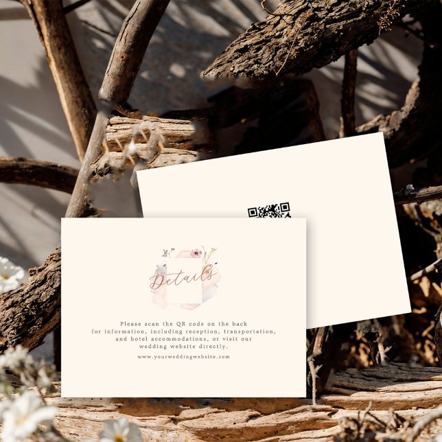 Boho-Chic-Wildflower-Minimalist-QR-Code-Hochzeit Begleitkarte (Von Creator hochgeladen)