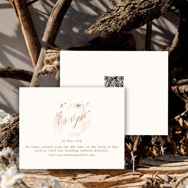 Boho Chic Wildflower QR Code Wedding RSVP Karte (Von Creator hochgeladen)