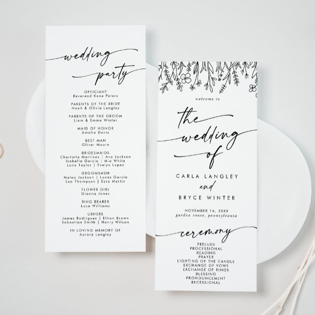 Boho-Chic-Wildflower-Tea-Length-Hochzeit Programm (Von Creator hochgeladen)