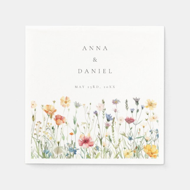 Boho Chic Wildflower Wedding Serviette (Vorderseite)