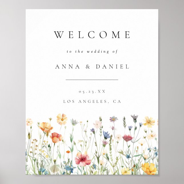 Boho Chic Wildflower Wedding Welcome Poster (Vorne)