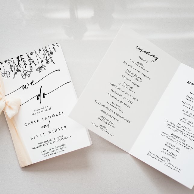 Boho Chic Wildflower Wir heiraten Falt-Hochzeitspr Programm (Von Creator hochgeladen)