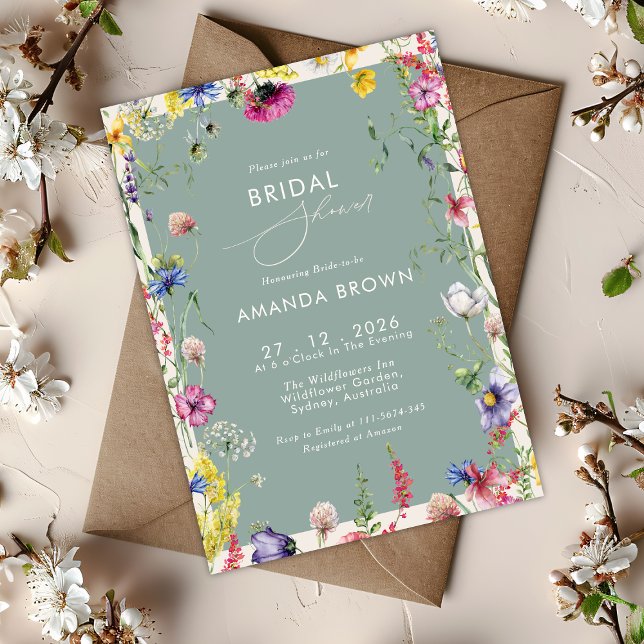 Boho Chic Wildflowers Love in bloom Bridal Shower  Einladung (Von Creator hochgeladen)