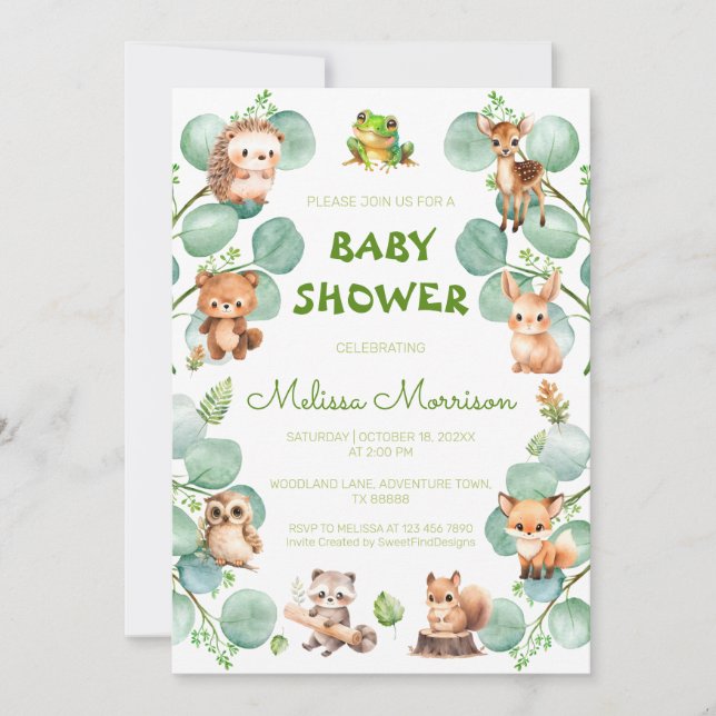 Boho Chic Woodland Baby Boy Showdusche Einladung (Vorderseite)