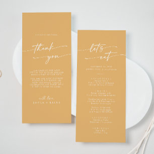 Boho Chic Yellow Marigold Danke und Hochzeit Menükarte