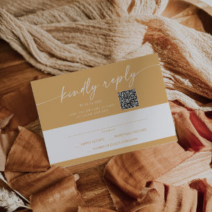 Boho Chic Yellow Marigold Mail In und QR Code RSVP Karte