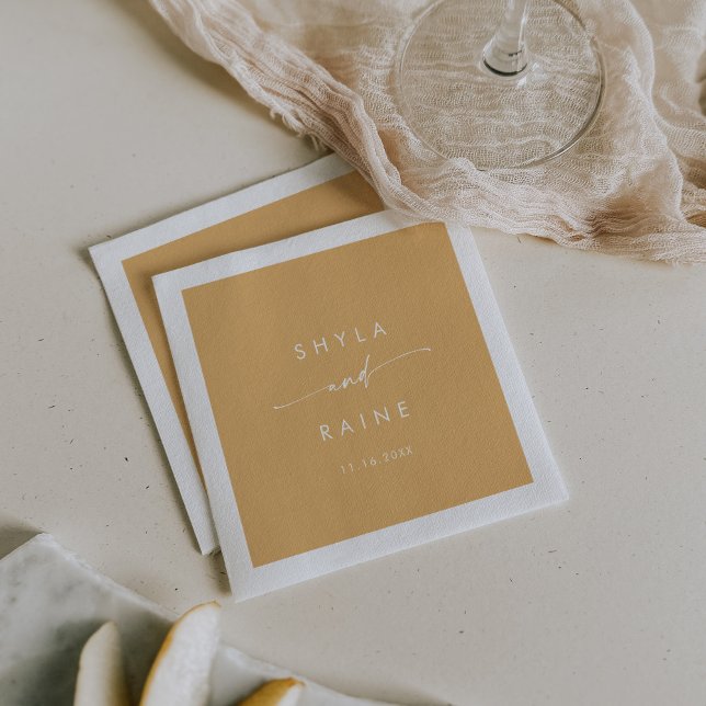 Boho Chic Yellow Marigold Monogram Wedding Napkins Serviette (Von Creator hochgeladen)