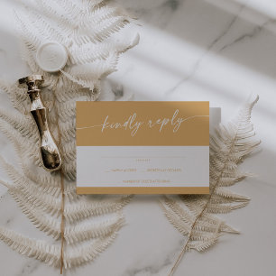 Boho Chic Yellow Marigold Simple Wedding RSVP Karte