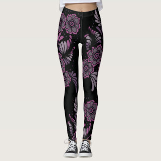 Boho Chic Yoga Zen Lila Floral Mandala Muster Leggings