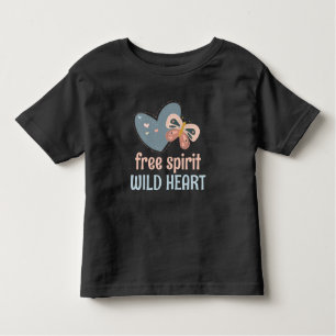 Boho Chic Zitat Free Spirit Wild Heart Blush Blue Kleinkind T-shirt