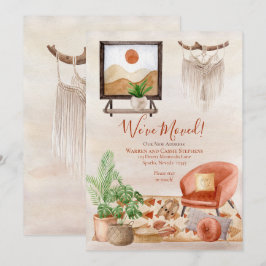 Boho Chic Zuhause Scene Macrame Moving Ankündigung