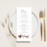 Boho Chicken Wedding Dinner Menükarte<br><div class="desc">Rustikale und boho Hochzeitsmenü Karte mit Aquarellbild von Hühnern.</div>