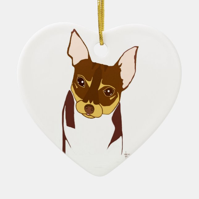 Boho Chihuahua ♡ Verzierungen Keramikornament (Vorne)