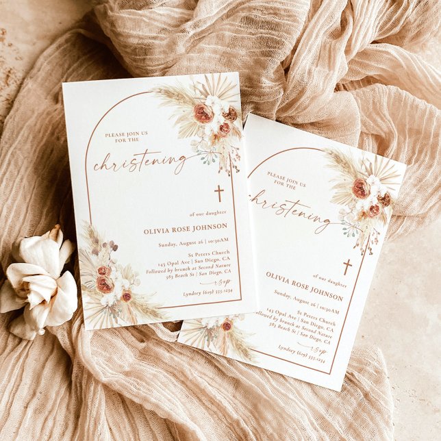 Boho Christening Invite, Pampas Grass Boho Taufe Einladung (Von Creator hochgeladen)