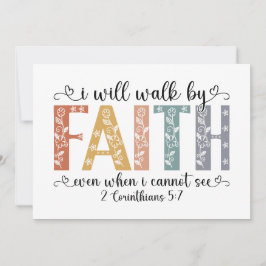 Boho Christian Walk by Faith Bible Verse Floral Feiertagskarte