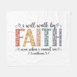 Boho Christian Walk by Faith Bible Verse Floral Fleecedecke
